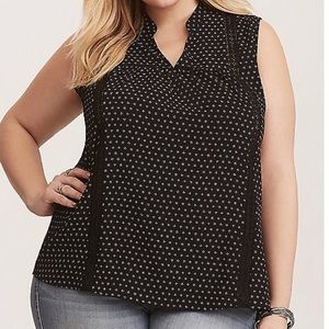 Torrid Black & White Top with Crochet Accents